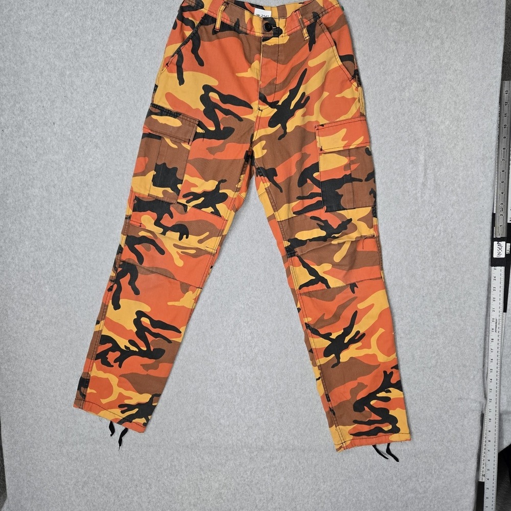 Rothco Women Pants S Orange Cargo Camo Woodland BDU Military Twill Button 30"